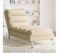 vidaXL Chaise longue avec coussins crème tissu 379473