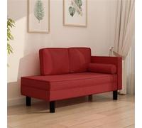 vidaXL Chaise Longue avec Coussins et Traversin Canapé Convertible pour Sieste Meuble de Salon Salle de Séjour Intérieur Rouge Bordeaux Similicuir Rouge G