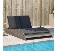 Vidaxl Chaise Longue Avec Coussins Gris 114x205x73 Cm Résine Tressée