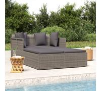 Vidaxl Chaise Longue Avec Coussins Gris 182x118x63 Cm Résine Tressée Gris
