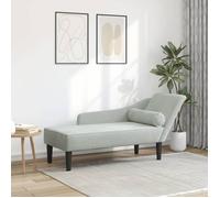 Chaise longue avec coussins gris clair velours