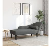 vidaXL Chaise longue avec coussins gris foncé tissu, canapé rembourré, canapé pour chambre à coucher, canapé à 2 places, 4007597