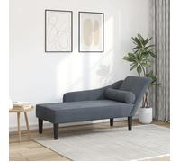 vidaXL Chaise longue avec coussins velours gris foncé, canapé rembourré 2 places