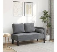 Vidaxl Chaise Longue Avec Coussins Gris Foncé Velours Gris