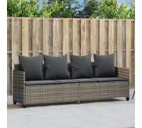 vidaXL Chaise Longue avec Coussins, Siège avec Dossier, Transat avec Housse, Meuble de Jardin Terrasse Patio, Moderne, Gris Résine Tressée