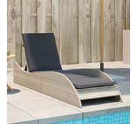 vidaXL Chaise Longue avec Coussins, Lit de Repos avec Dossier Réglable, Bain de Soleil, Meuble de Jardin Extérieur, Moderne, 368283 Gris G