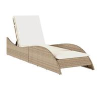 vidaXL Chaise Longue avec Coussins, Lit de Repos avec Dossier Réglable, Bain de Soleil, Meuble de Jardin Extérieur, Moderne, Beige Résine Tressée