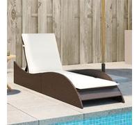 vidaXL Chaise longue – Lit de repos, dossier réglable avec coussins – Marron résine tressée