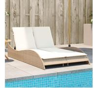 vidaXL Chaise longue avec coussins Résine tressée Beige 114x205x73 cm