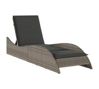vidaXL Chaise Longue avec Coussins, Lit de Repos avec Dossier Réglable, Bain de Soleil, Meuble de Jardin Extérieur, Moderne, Gris Résine Tressée