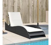 Vidaxl Chaise Longue Avec Coussin Noir 60x205x73 Cm Résine Tressée