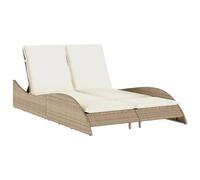 vidaXL Chaise Longue avec Coussins, Lit de Repos avec Dossier Réglable, Bain de Soleil, Meuble de Jardin Extérieur, Moderne, Beige Résine Tressée