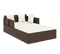 vidaXL Chaise Longue avec Coussins Marron 182x118x63 cm résine tressée, lit de Salon de Jardin, lit de Bronzage, lit de Salon, lit de Salon extérieur