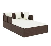 vidaXL Chaise Longue avec Coussins Marron 182x118x63 cm résine tressée, lit de Salon de Jardin, lit de Bronzage, lit de Salon, lit de Salon extérieur