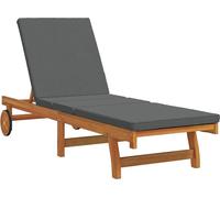 vidaXL Chaise longue avec coussins Marron 63 x 199 x 85cm Bois massif Acacia