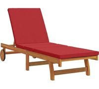 vidaXL Chaise longue avec coussins Marron 63 x 199 x 85cm Bois massif Acacia
