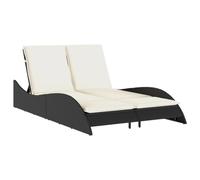 vidaXL Chaise Longue avec Coussins Noir 114x205x73 cm résine tressée
