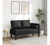 vidaXL Chaise longue 4007563 – similicuir noir rembourrée avec coussins, 2 places