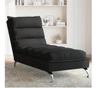 vidaXL Chaise longue avec coussins en tissu noir 379470