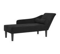 vidaXL Chaise longue en velours noir avec coussins