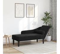 vidaXL Chaise longue en velours noir avec coussins