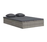 vidaXL Chaise longue avec coussins Poly rotin gris foncé