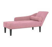 vidaXL Chaise longue 4007591 rembourrée en velours rose avec coussins, tissu doux