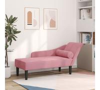 Chaise longue - Rose velours - Tissu doux - Confort optimal - Idéale pour détente