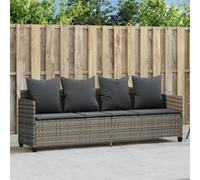 vidaXL Chaise Longue avec Coussins, Siège avec Dossier, Transat avec Housse, Meuble de Jardin Terrasse Patio, Moderne, Gris 368346 Gris G