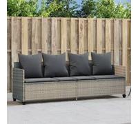 Chaise Longue avec Coussins, Siège avec Dossier, Transat avec Housse, Meuble de Jardin Terrasse Patio, Moderne, Gris Clair Résine Tressée