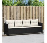 vidaXL Chaise longue Transat Siège avec dossier, coussins, housse, résine tressée, noir