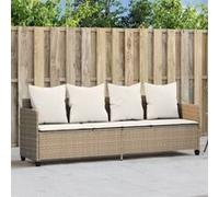 vidaXL Chaise Longue avec Coussins, Siège avec Dossier, Transat avec Housse, Meuble de Jardin Terrasse Patio, Moderne, Beige 368348 Beige G