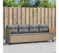 vidaXL Chaise longue avec coussins beige résine tressée