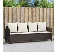 vidaXL Chaise Longue avec Coussins, Siège avec Dossier, Transat avec Housse, Meuble de Jardin Terrasse Patio, Moderne, 368345 Marron G