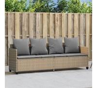 vidaXL Chaise Longue avec Coussins, Siège avec Dossier, Transat avec Housse, Meuble de Jardin Terrasse Patio, Moderne, Beige 368347 Beige G