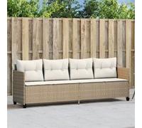 vidaXL Chaise longue 368330 – Résine tressée, avec coussins et housse, dossier – Beige