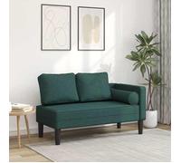 vidaXL Chaise longue avec coussins en tissu vert foncé
