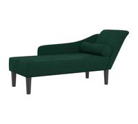 vidaXL Chaise longue avec coussins en velours vert foncé