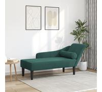 Chaise longue avec coussins vert foncé velours