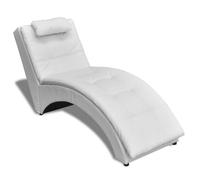 vidaXL Chaise longue avec oreiller Blanc Similicuir