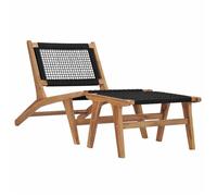 vidaXL Chaise longue avec repose-pied – Bois de teck solide & corde – Marron