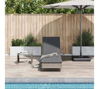 vidaXL Chaise longue avec roues et coussin, résine tressée, inclinable – Gris