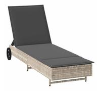 Chaise longue avec roues et coussin beige résine tressée vidaXL