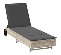 vidaXL Chaise Longue avec Roues et Coussins Gris Clair résine tressée, lit de Bronzage, Chaise Longue inclinable, lit de Jour d'extérieur