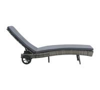 vidaXL Chaise longue avec roulettes et support Poly-Rotin Anthracite