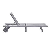 vidaXL Chaise longue avec support Gris acacia bois massif