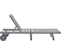 vidaXL Chaise longue avec support Gris acacia bois massif