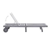 vidaXL Chaise longue avec support Gris acacia bois massif