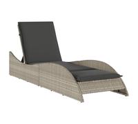 vidaXL Chaise longue avec support gris clair 60x205x73 cm Poly rotin