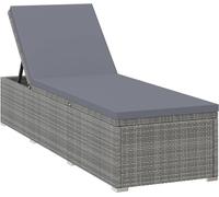vidaXL Chaise longue avec support Poly rotin gris